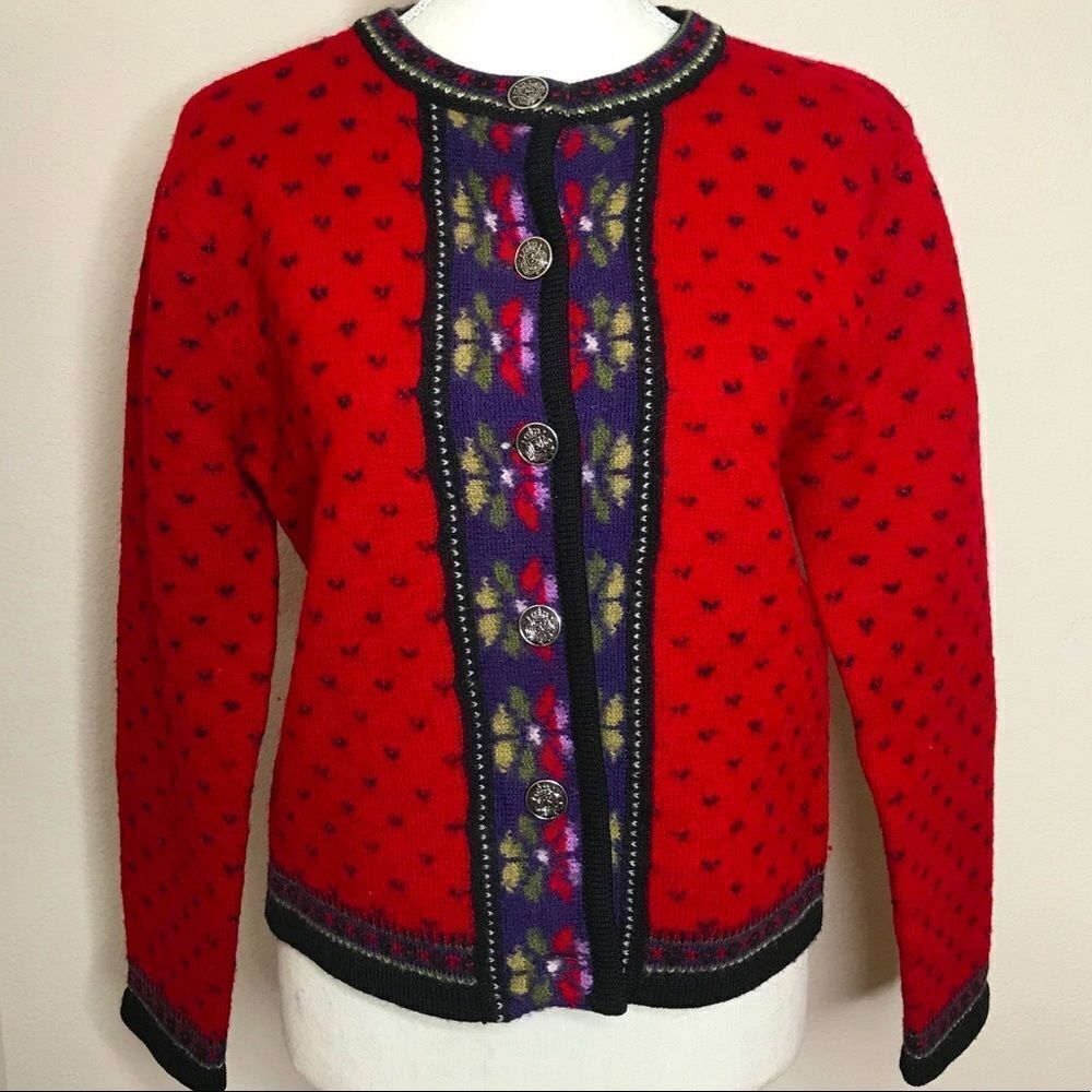 ‎Vintage wool button front cardigan